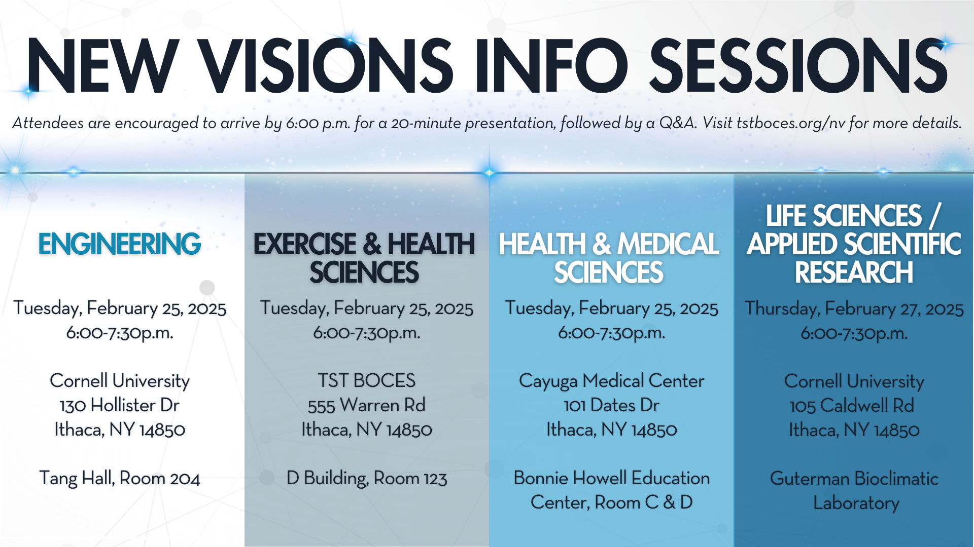 New visions info sessions