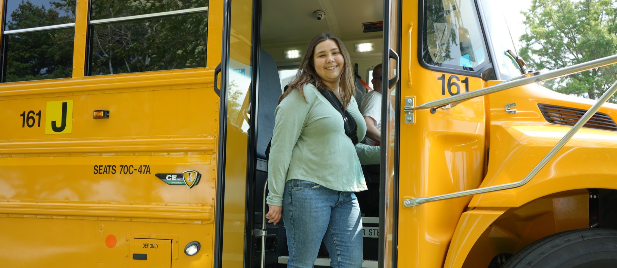 ptech student getting off bus