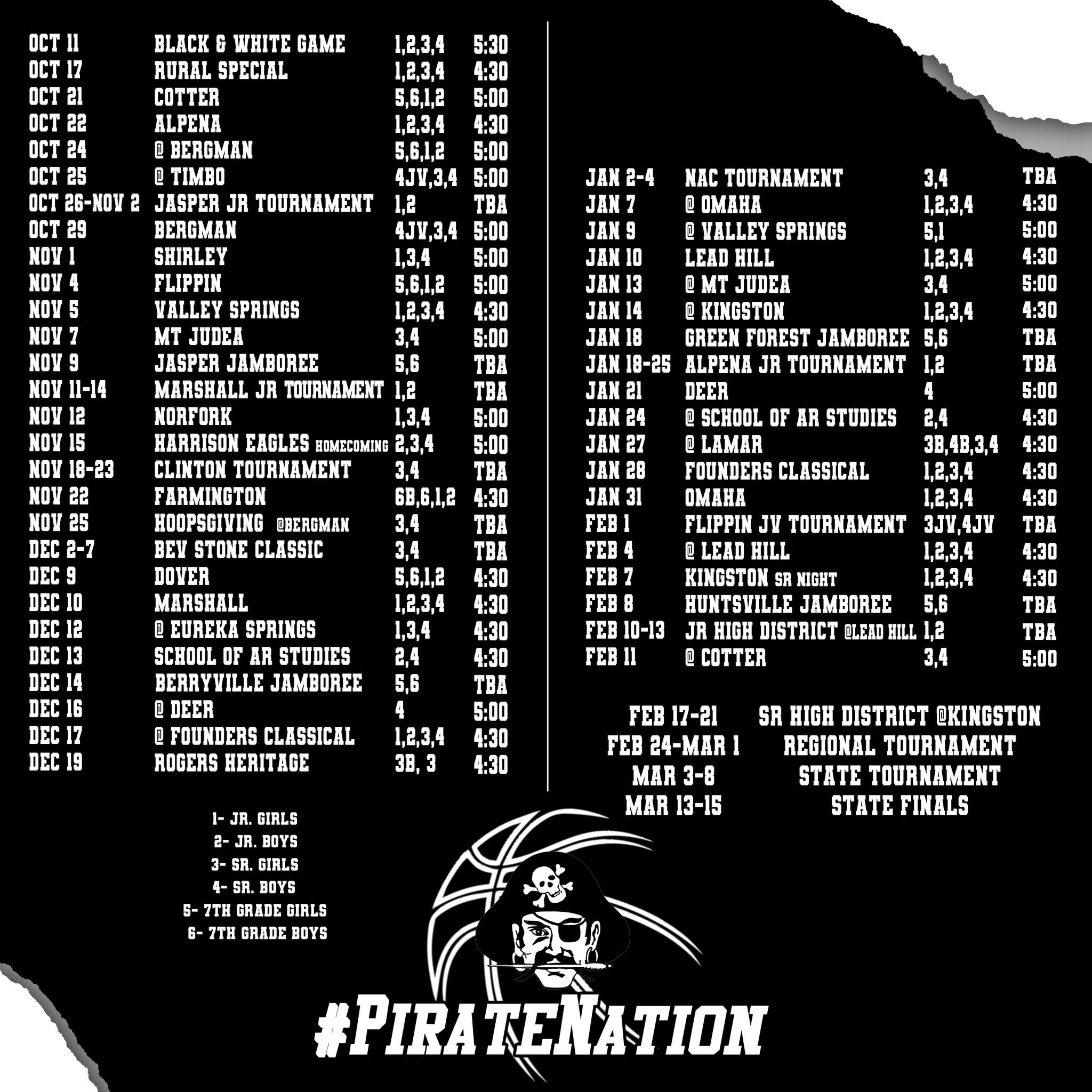 2024-2025 Basketball Schedule