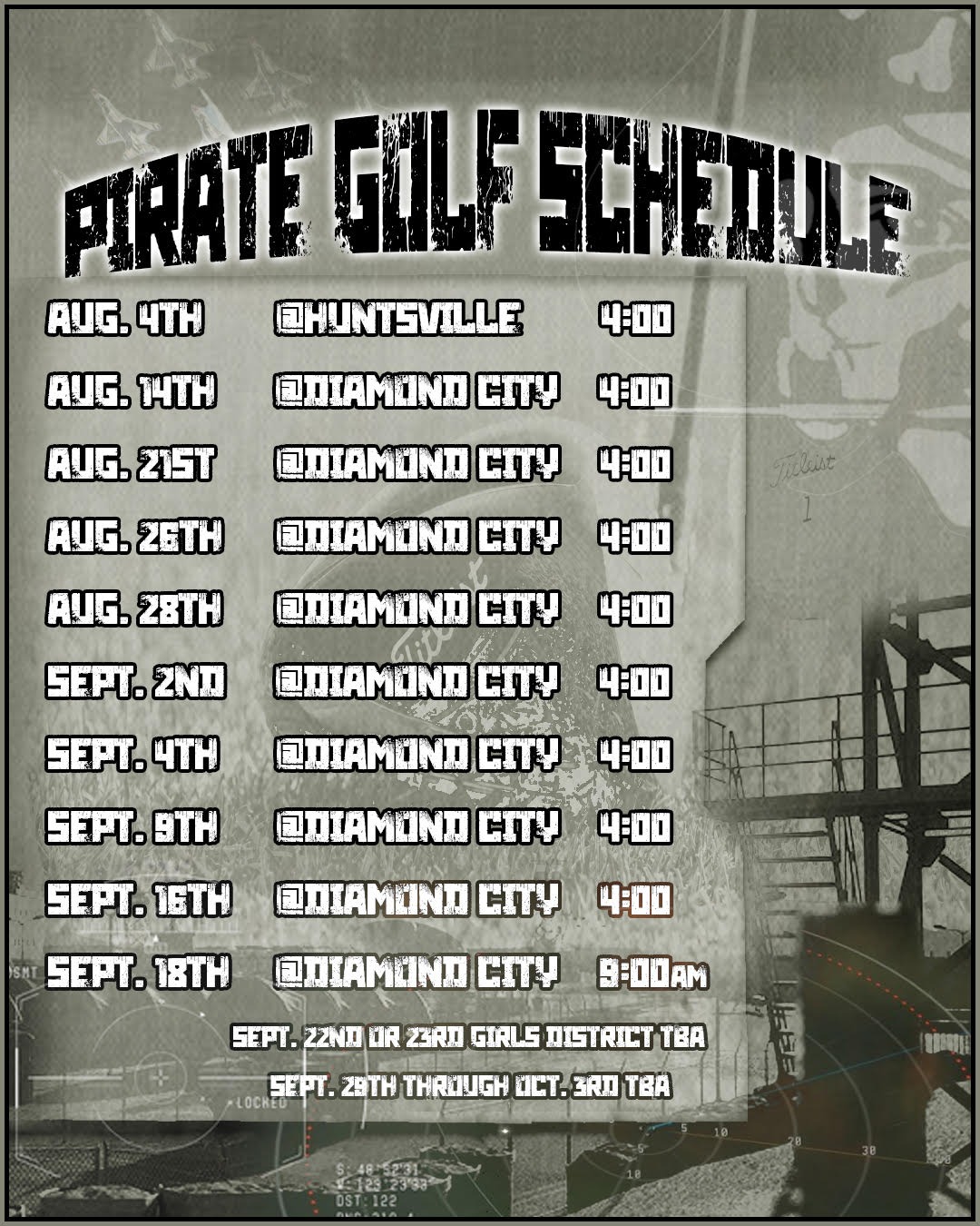 2025-2026 Golf Schedule