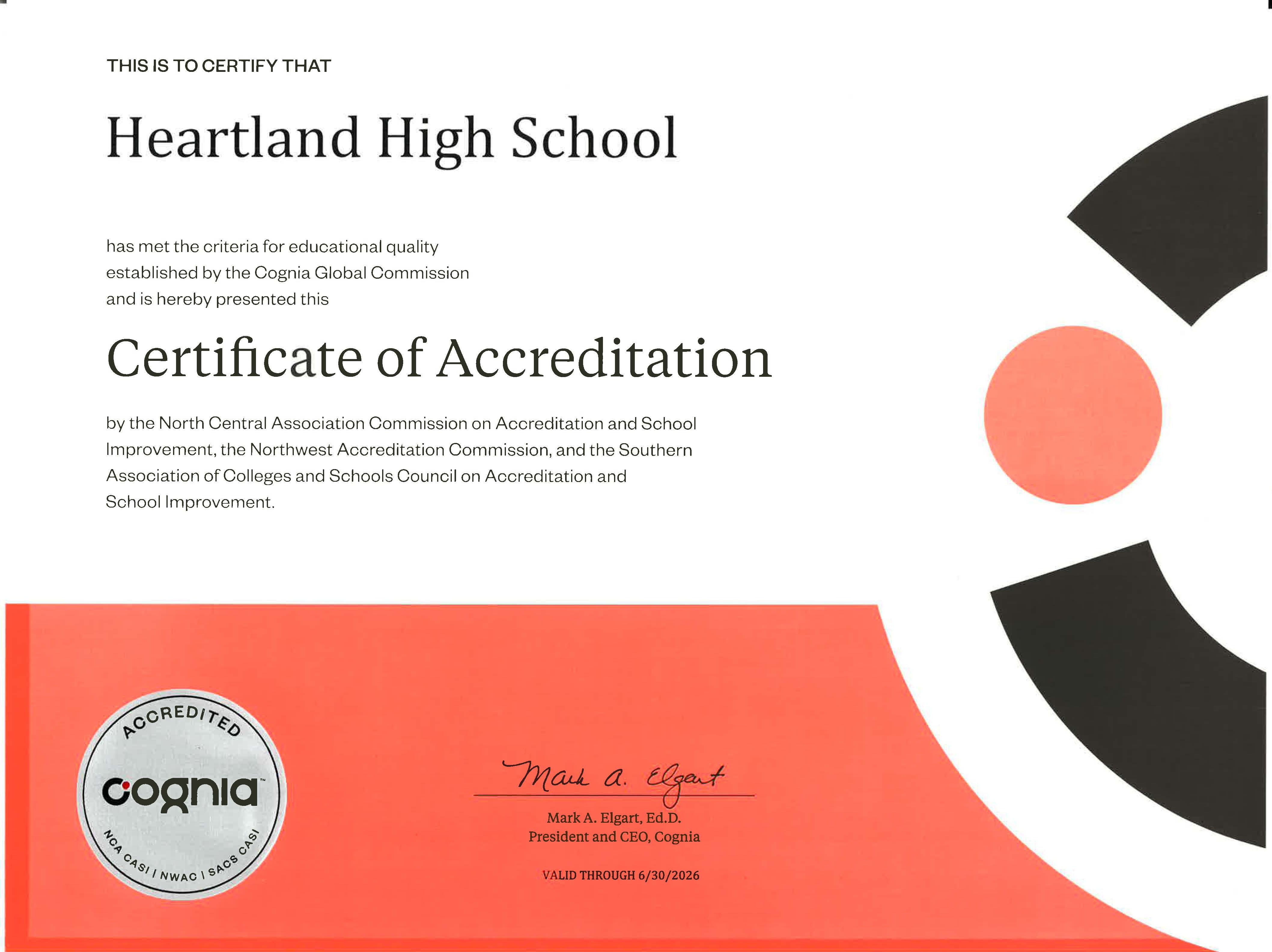 Cognia certificate 2026