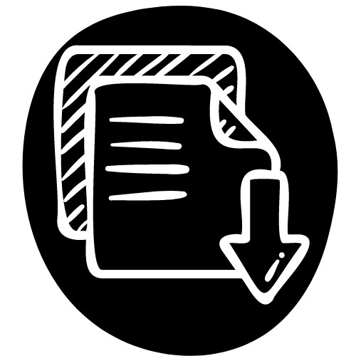 stack of papers with download icon