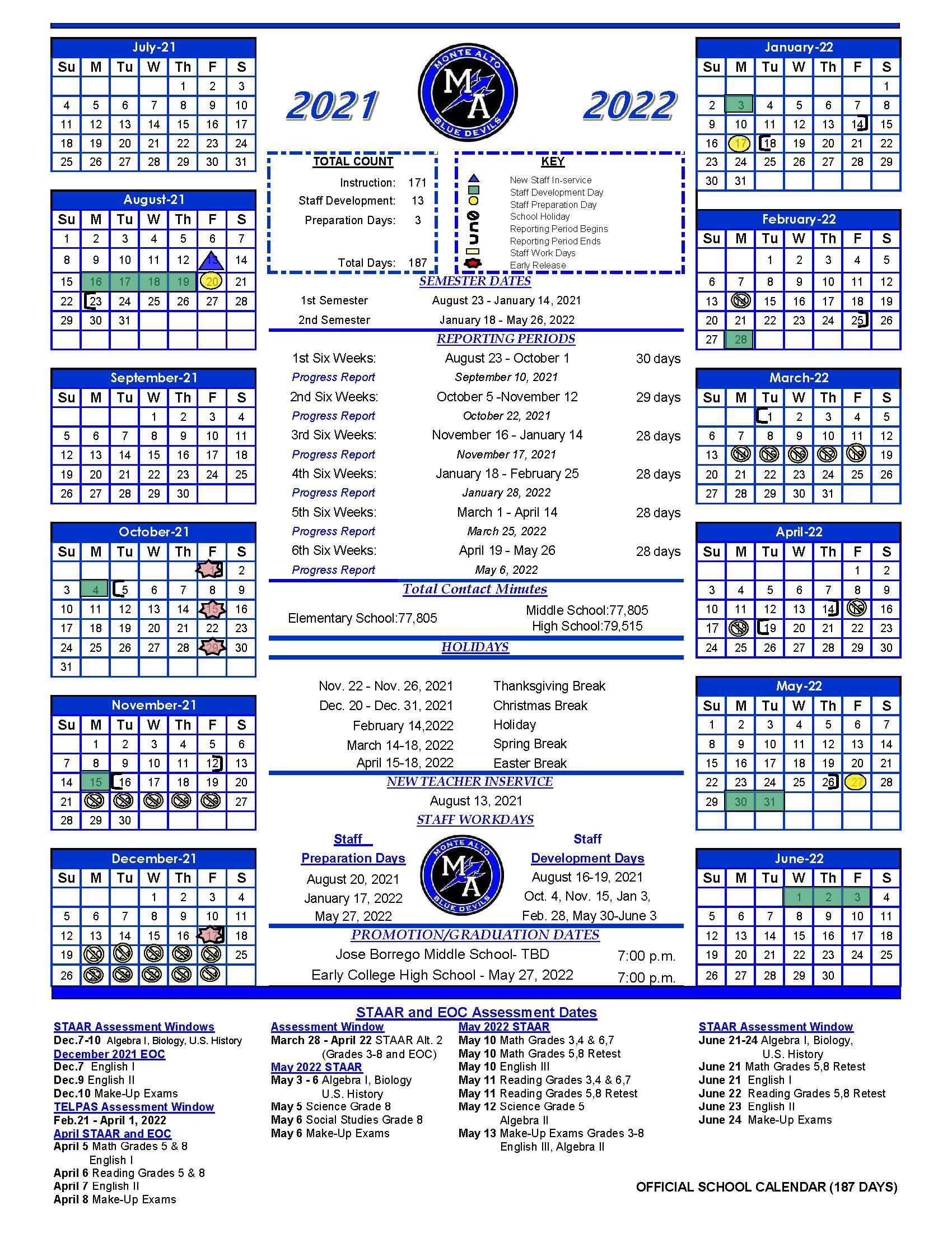 Calendar Monte Alto ISD