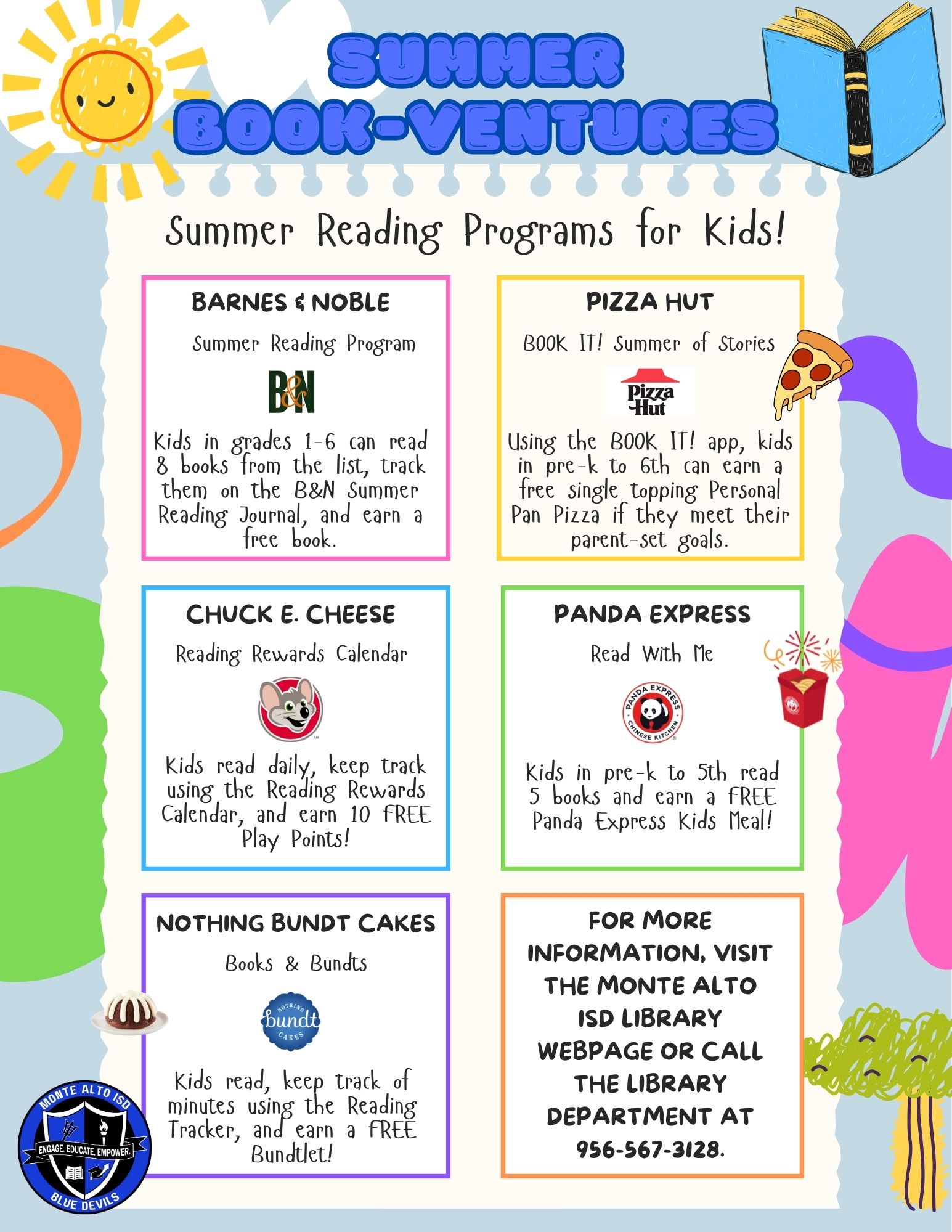 Flyer for Summer Book-Ventures. Summer Reading Programs for Kids!