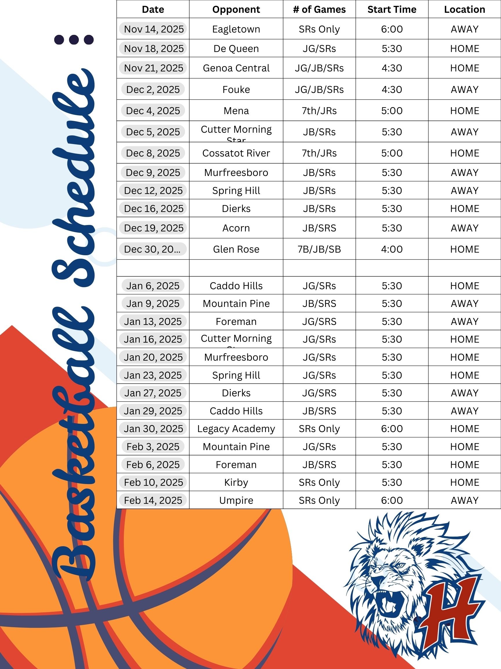 Schedule