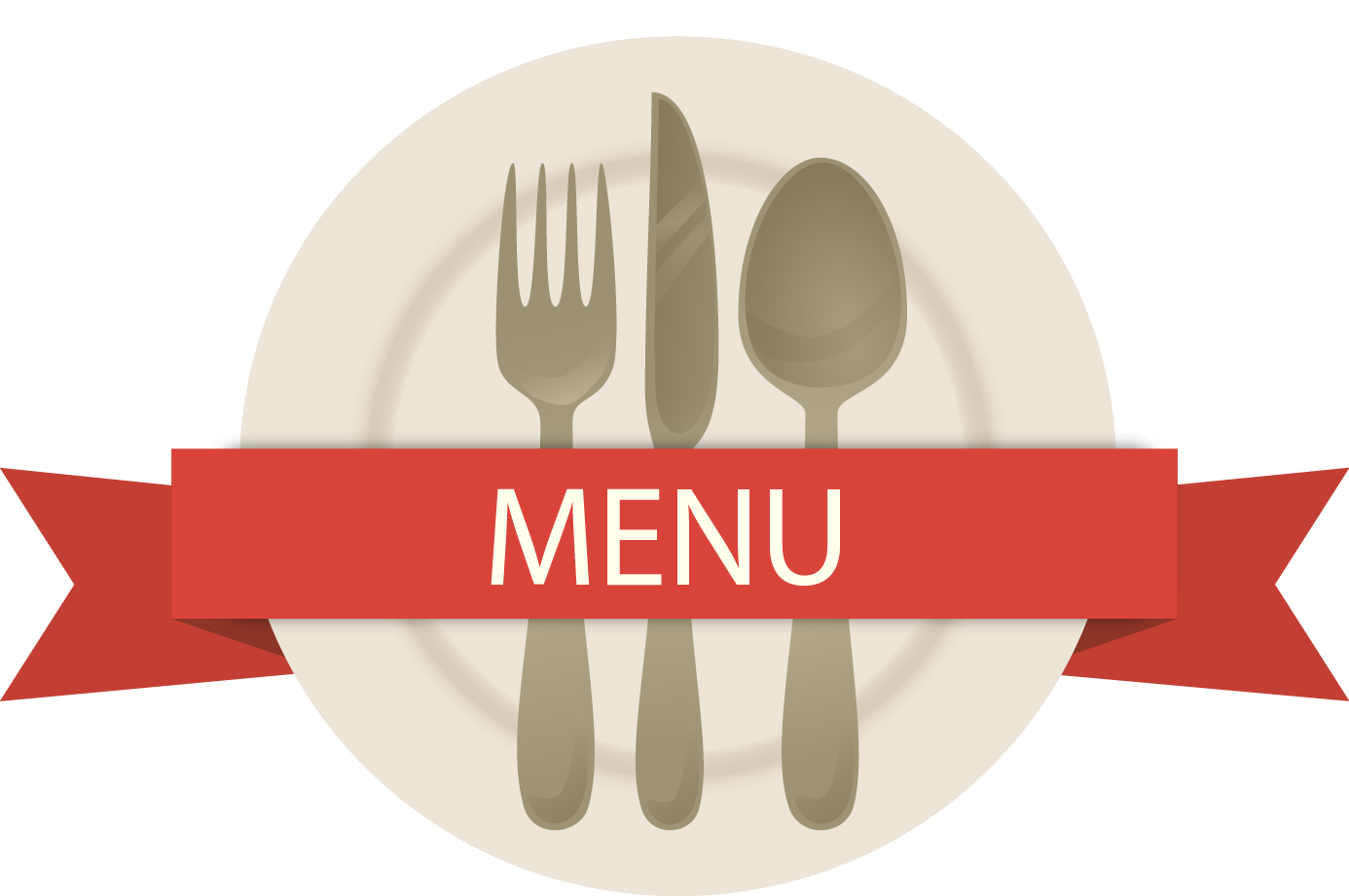 plate with silverware and word menu