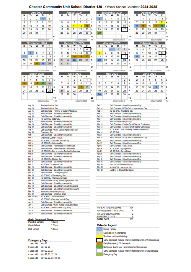 District Calendar 2024-2025