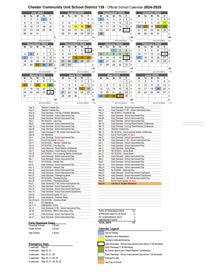 2024-2025 School Calendar revised