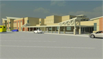 A digital mockup of the finished construction project - parking lot view