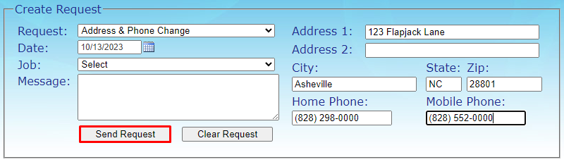 Address Phone Number Change