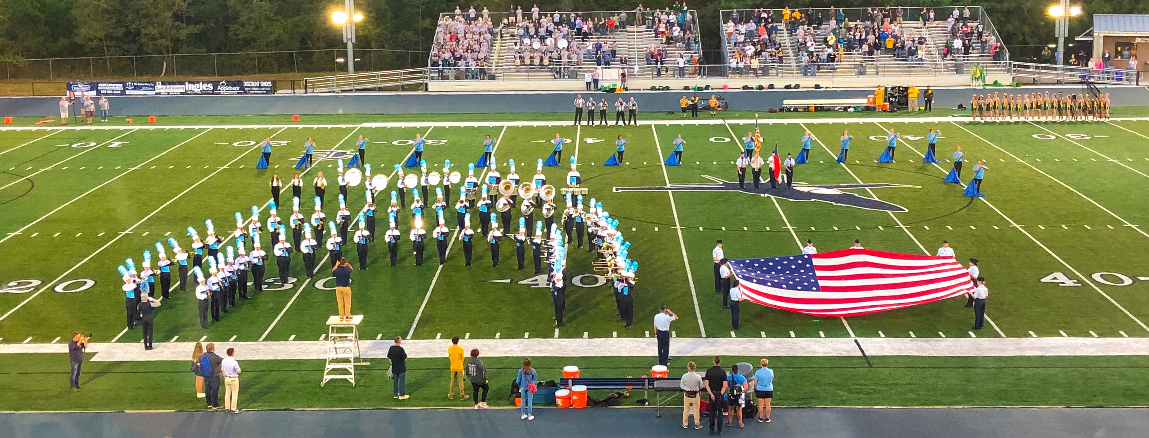 Enka High School Football Stadium during national anthem