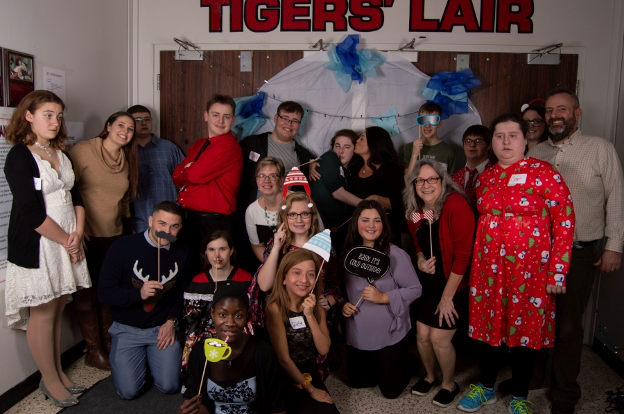 Group photo of high school students outside the gym before the sensory dance