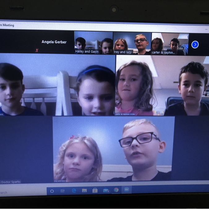 Elementary students on Zoom with their teacher