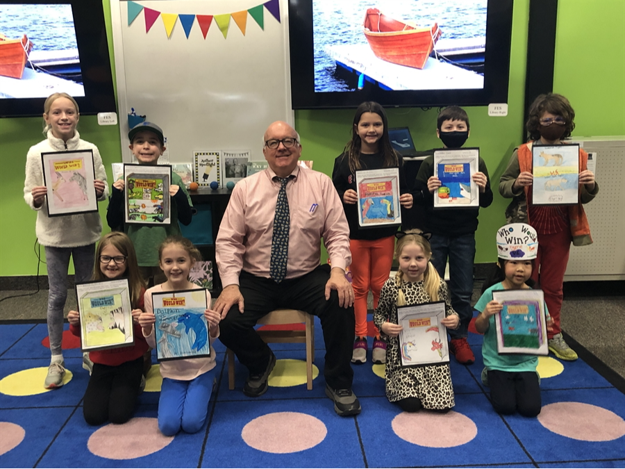 Author Jerry Pallotta with elementary students