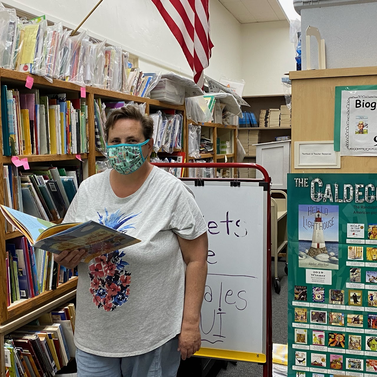 Member Melanie Preece, Glen View School Library Technician, prepares her collection for student use.
