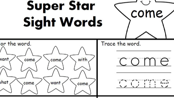 Sight word activity for the word "come"