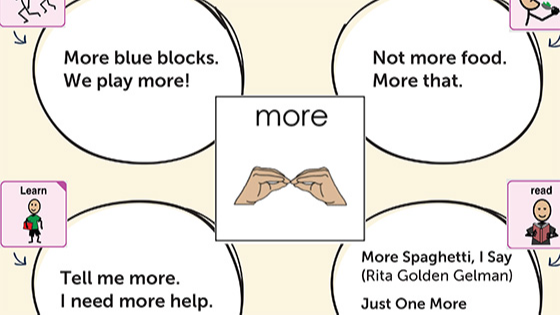 Graphic that shows a preview of the link to quick phrases using the word "more"