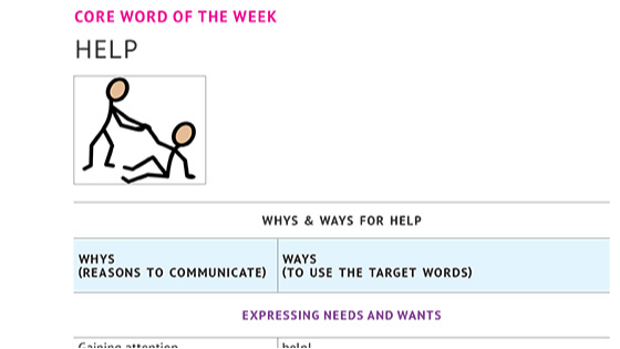 Graphic preview of the lesson plan PDF of the word "help"