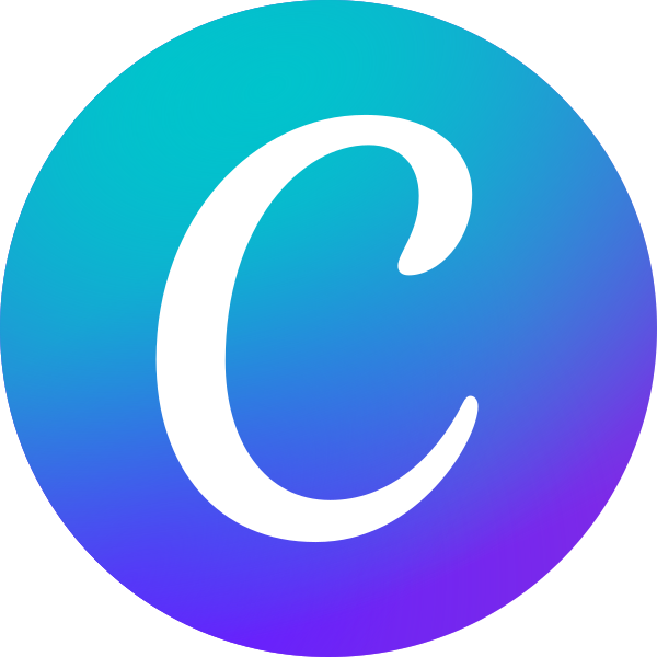 letter C in white on blue