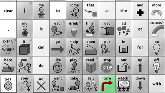 Image representing a printable display that highlights the word "turn."