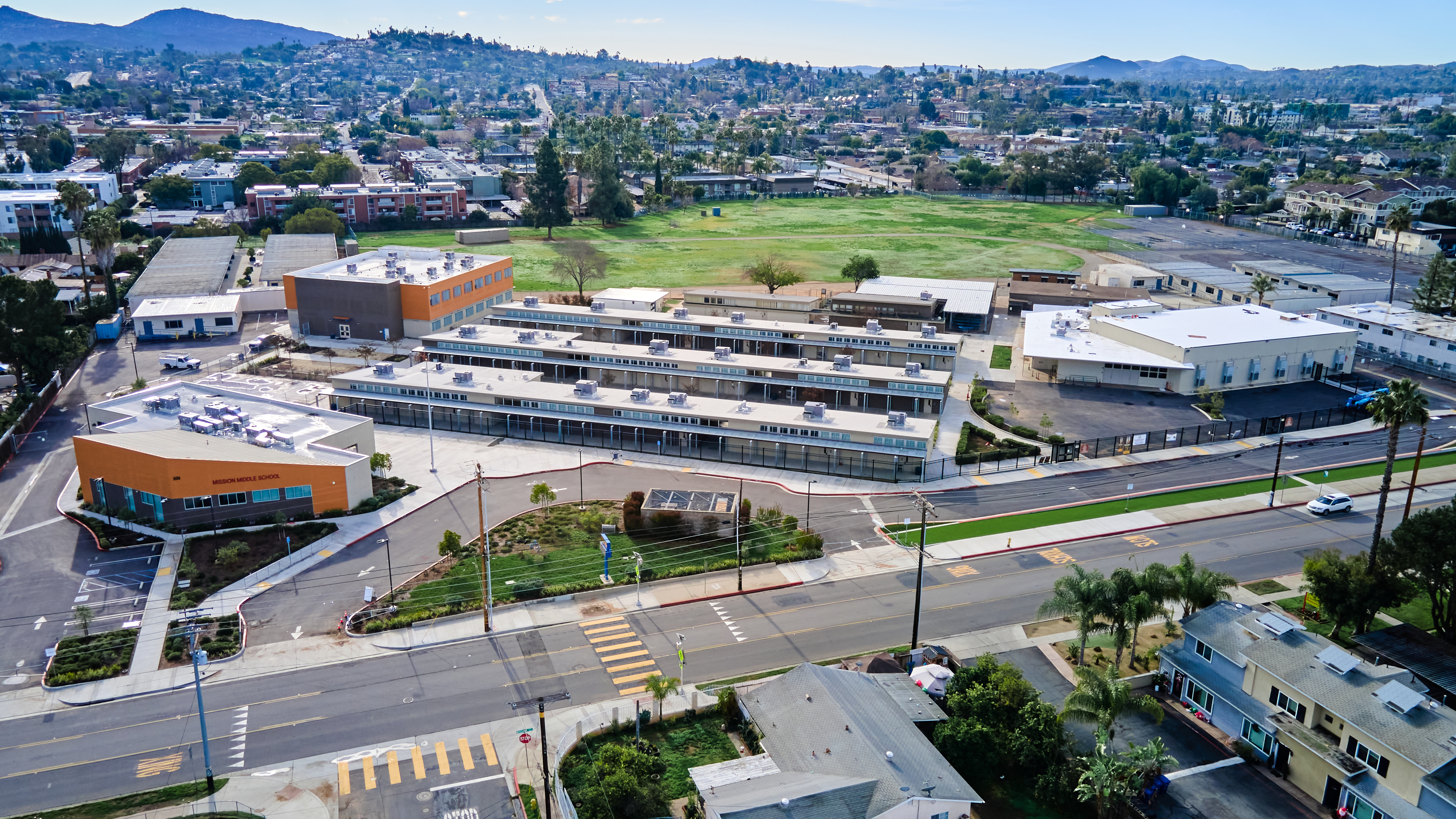 Mission Middle School Campus drone shot