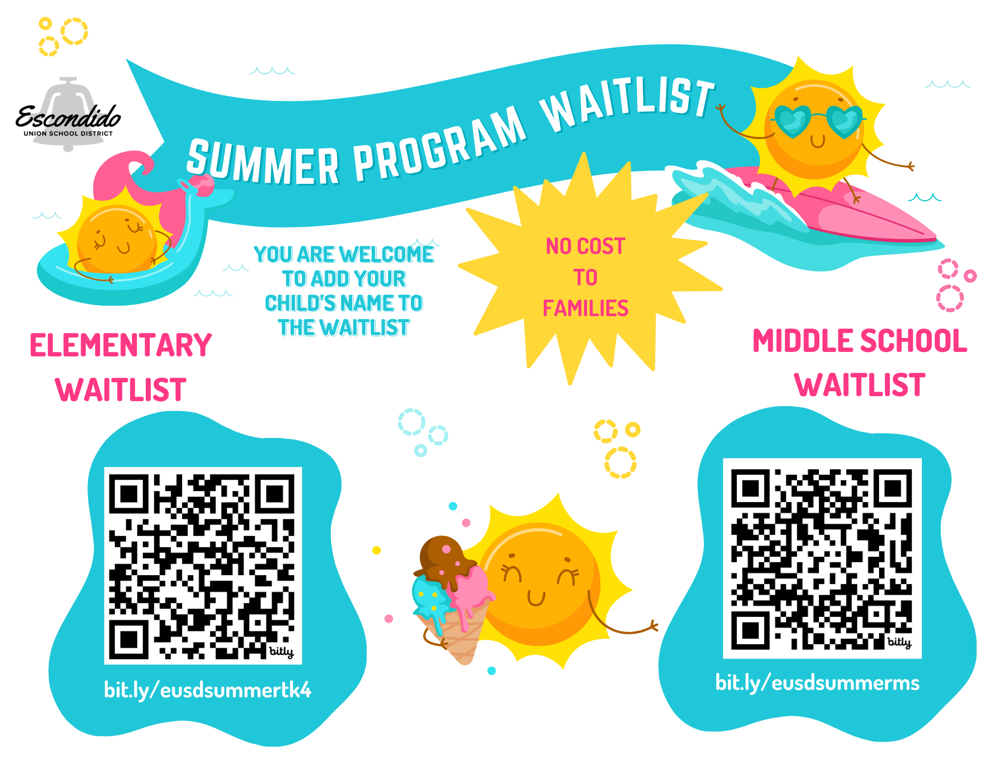 summer program waitlist flyer with qr code to complete the interest form