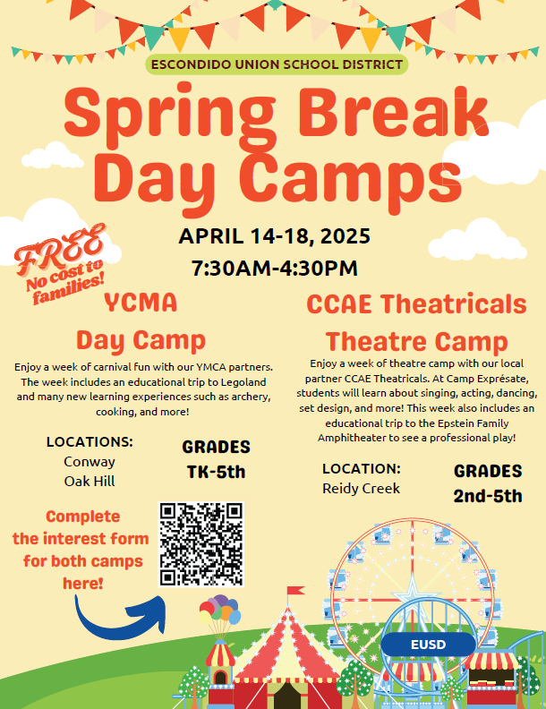 Elementary School Spring Break flyer - English