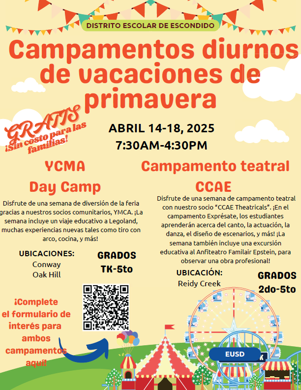 Elementary School Spring Break flyer - Spanish