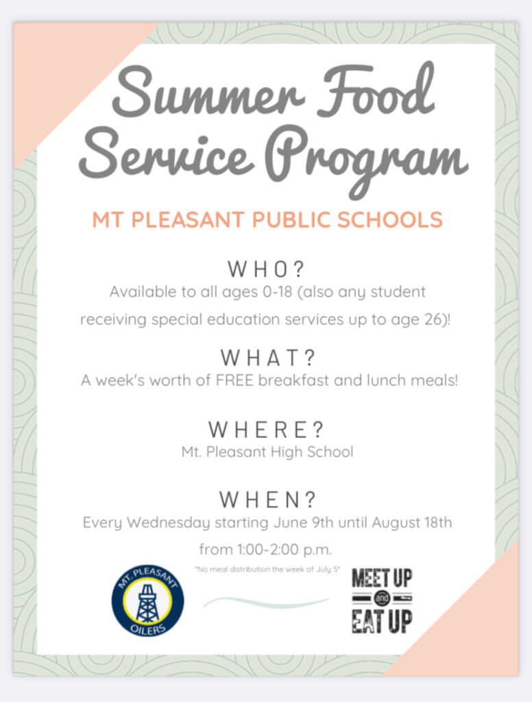 Summer Food Service Program Mount Pleasant Public Schools