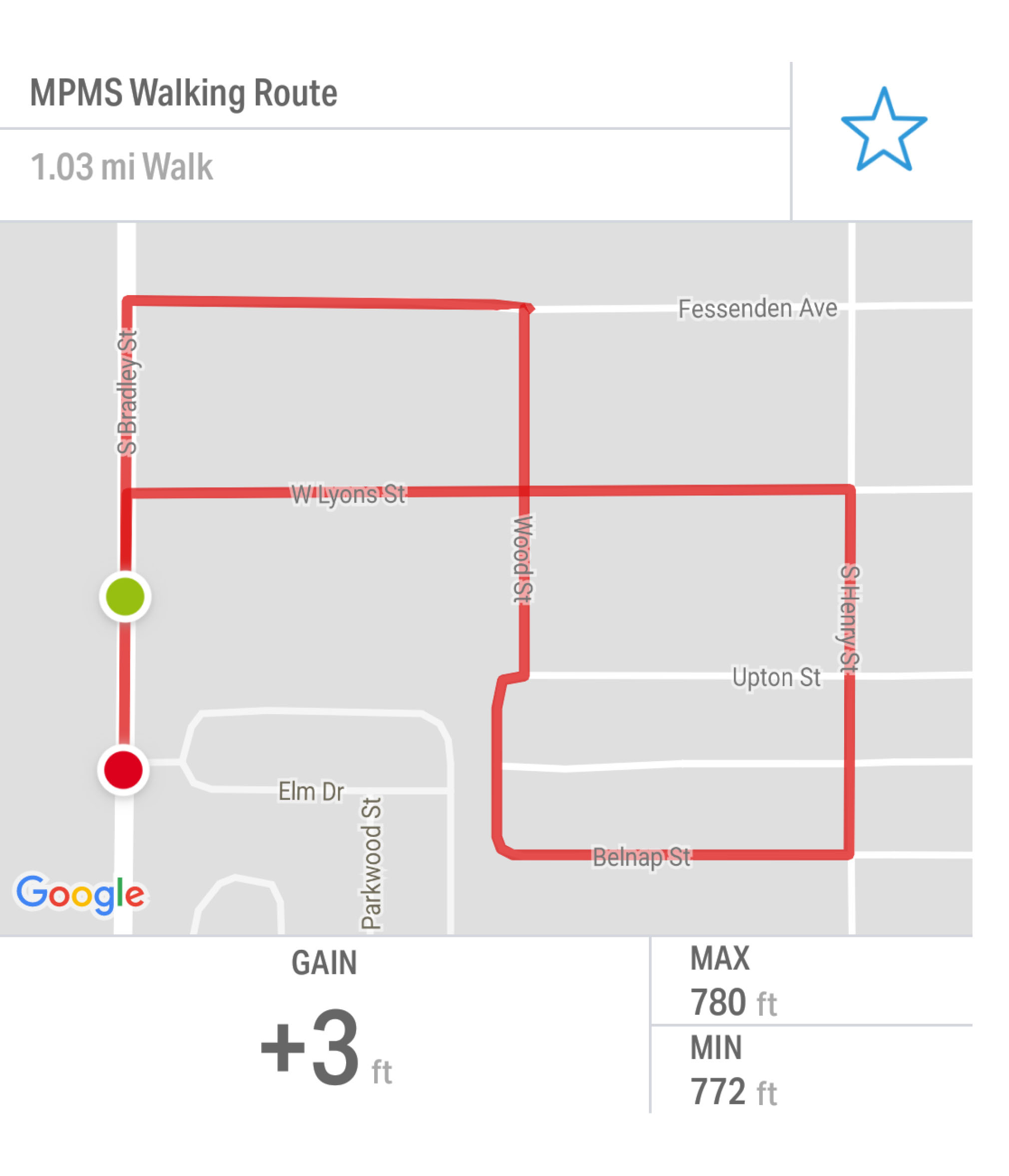 Middle School Walk Route Map