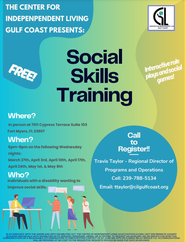 Spring 2024 Social Skills Class Center for Independent Living GulfCoast