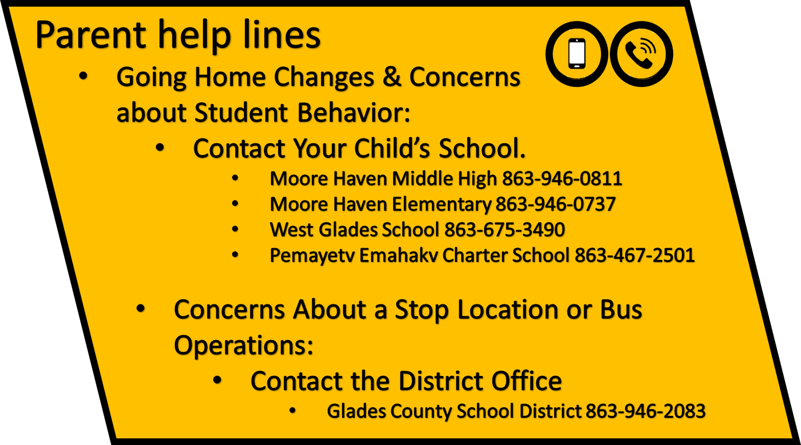 transportation parent help lines