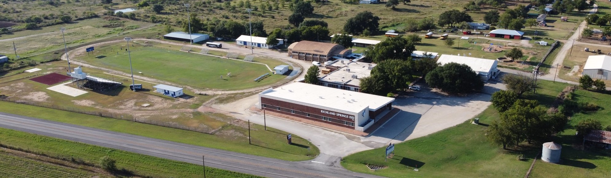 drone shot of richland springs isd campus