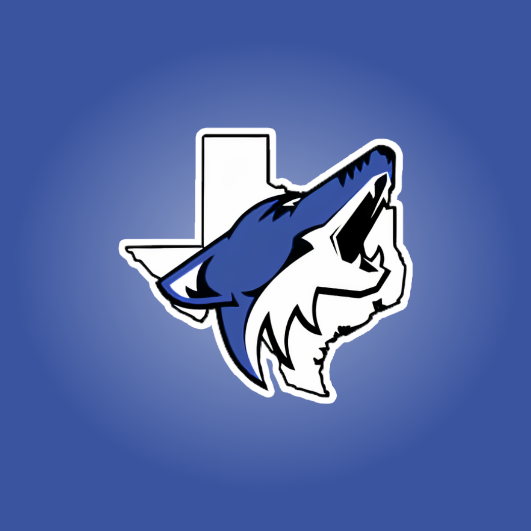richland springs coyotes logo in blue and white