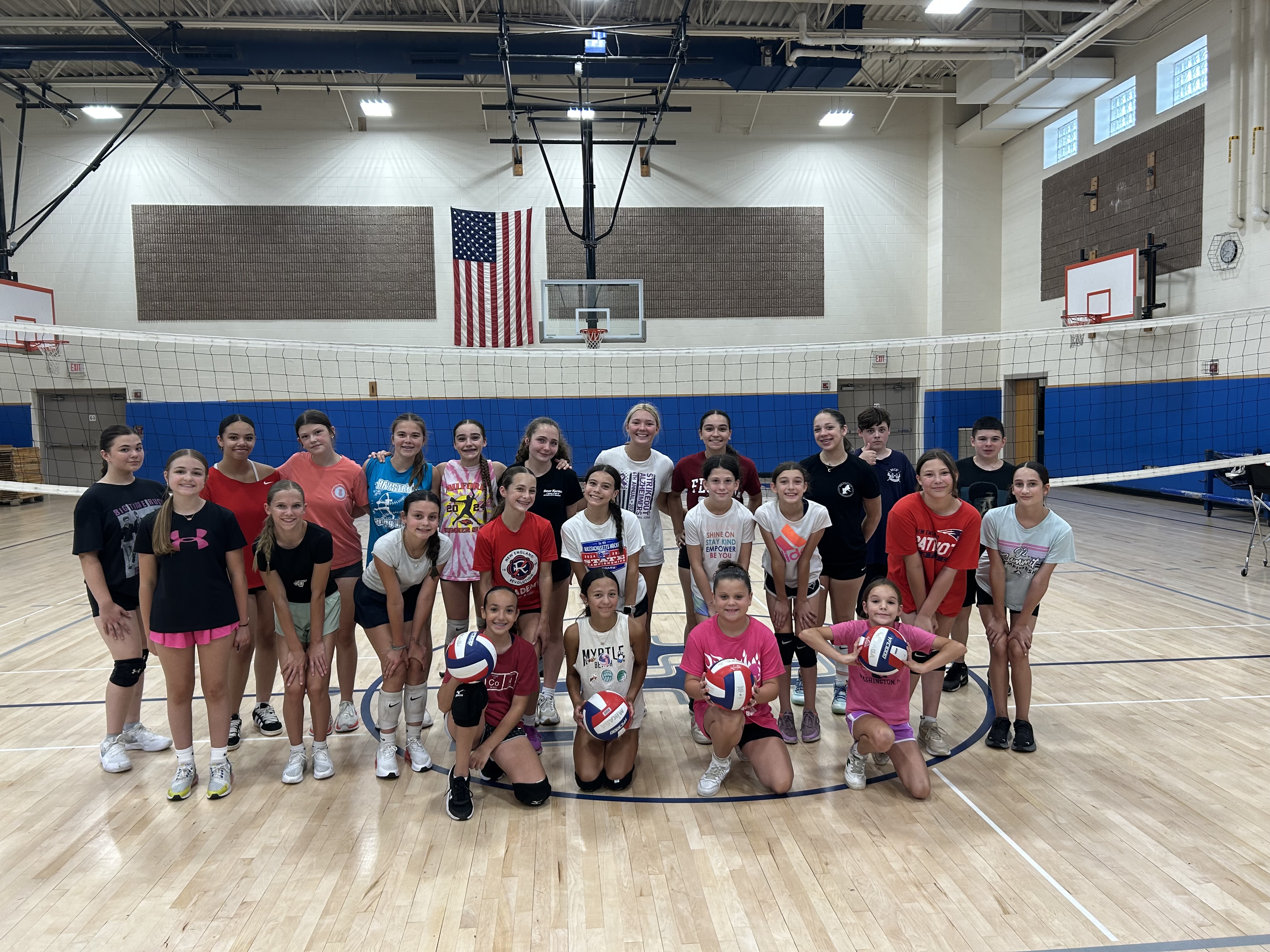 image of students at the summer volleyball camp