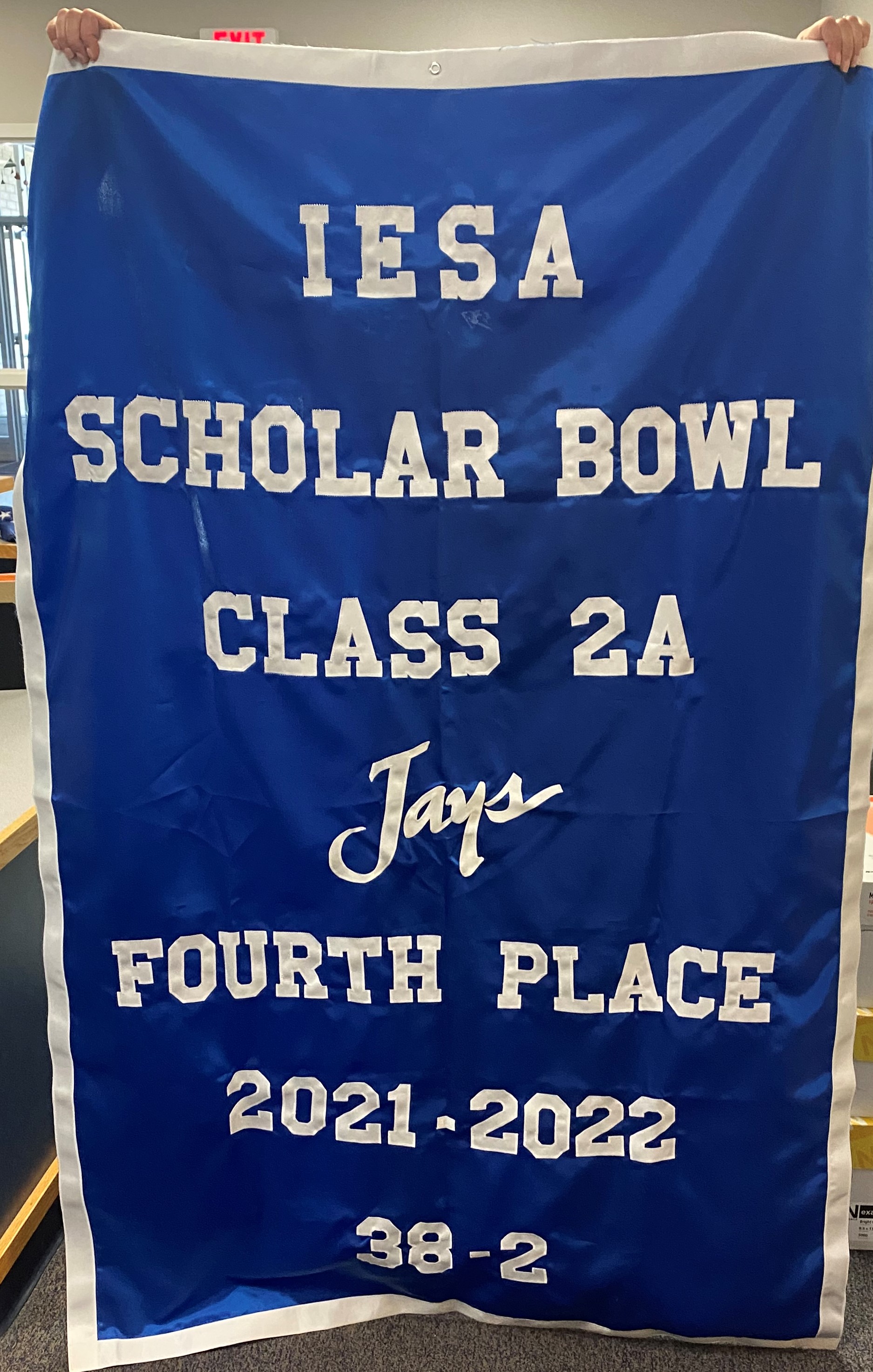 Scholar Bowl Banner ready to go up 