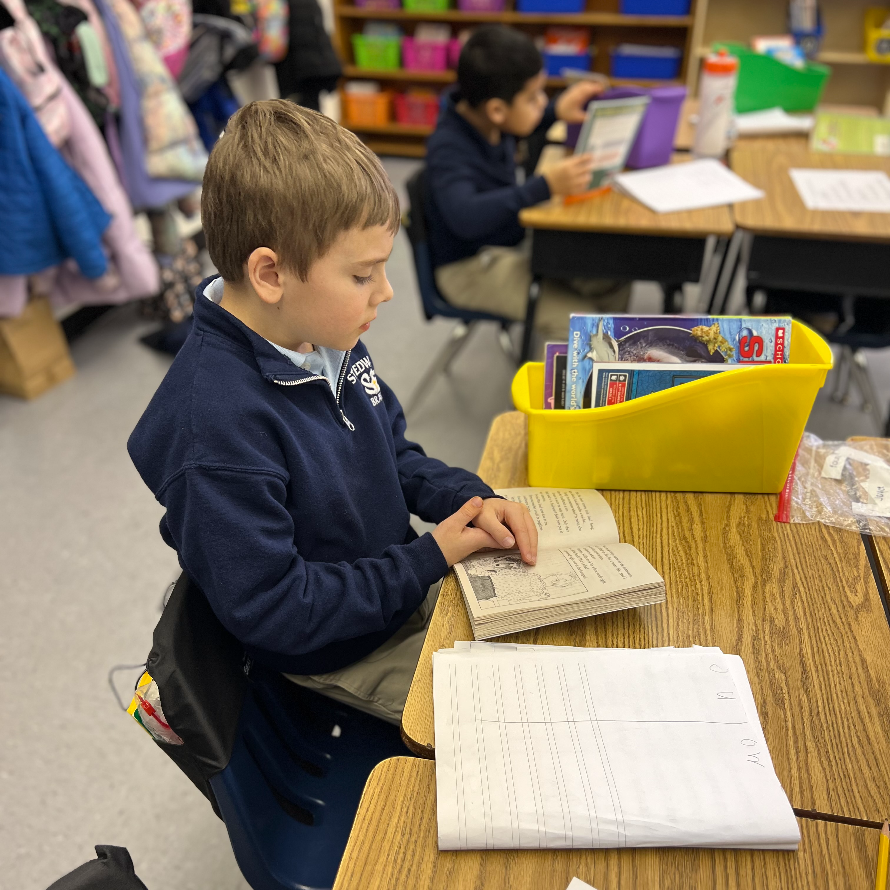 student reading