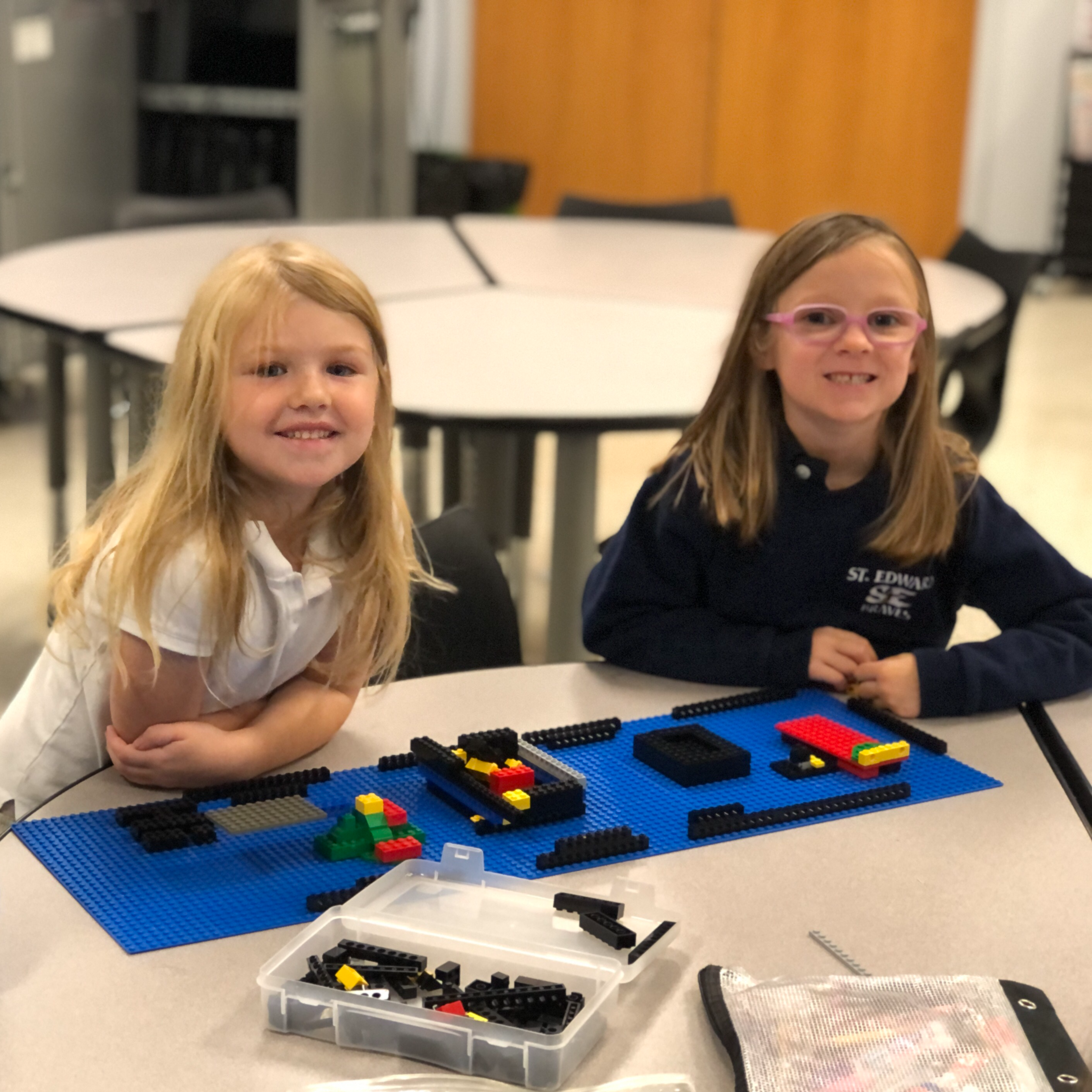 students with legos