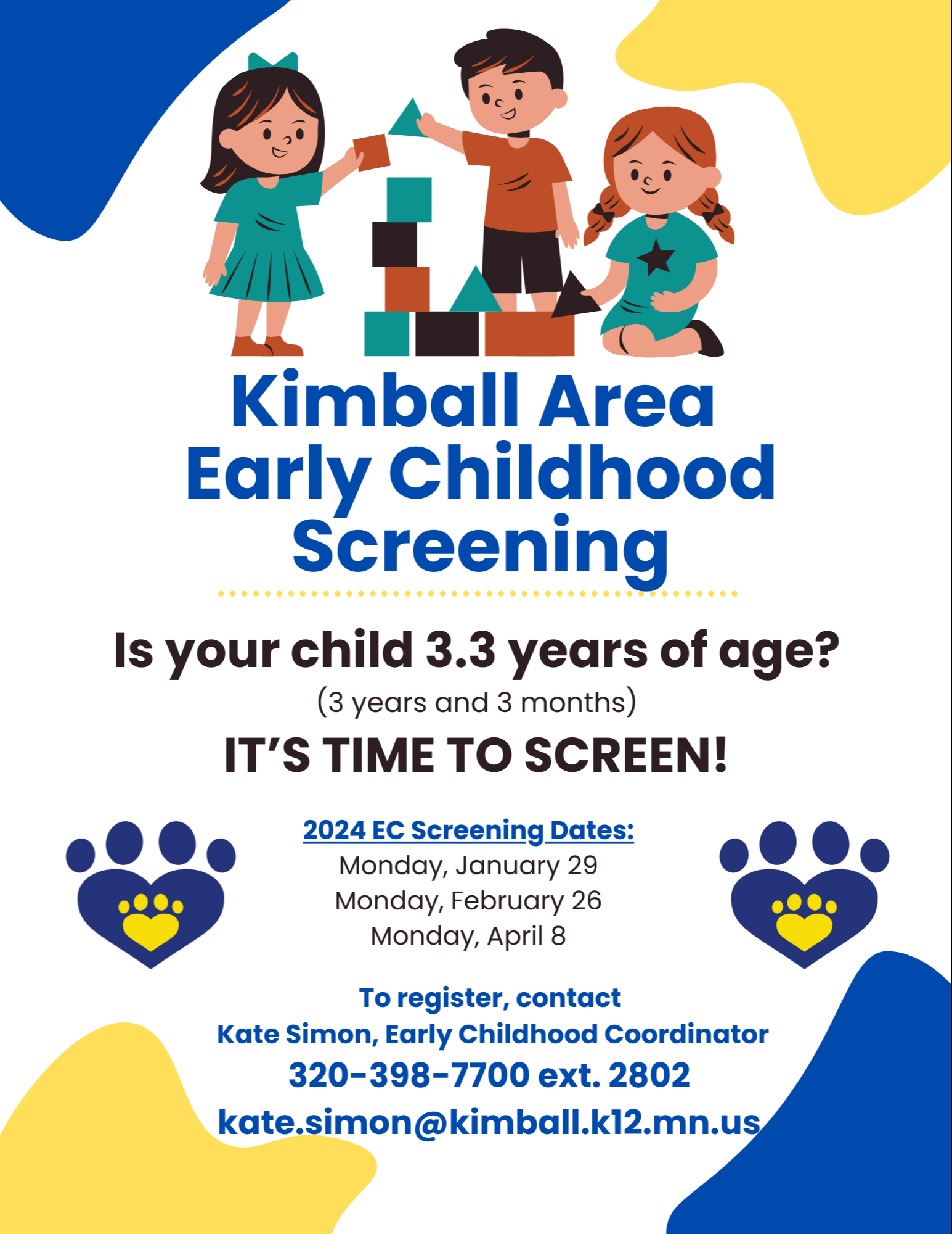 Early Childhood Screening (Age 3.3-5 yr)