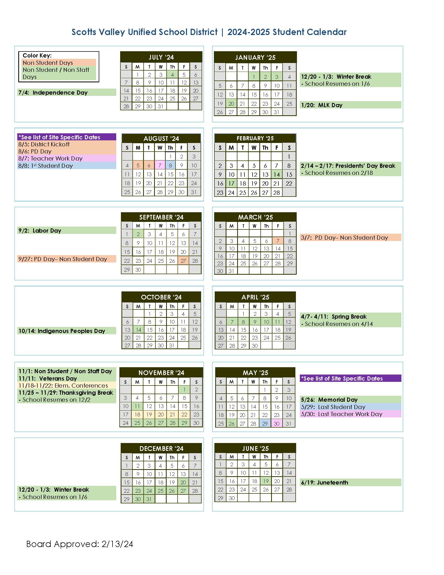 24-25 Student Calendar