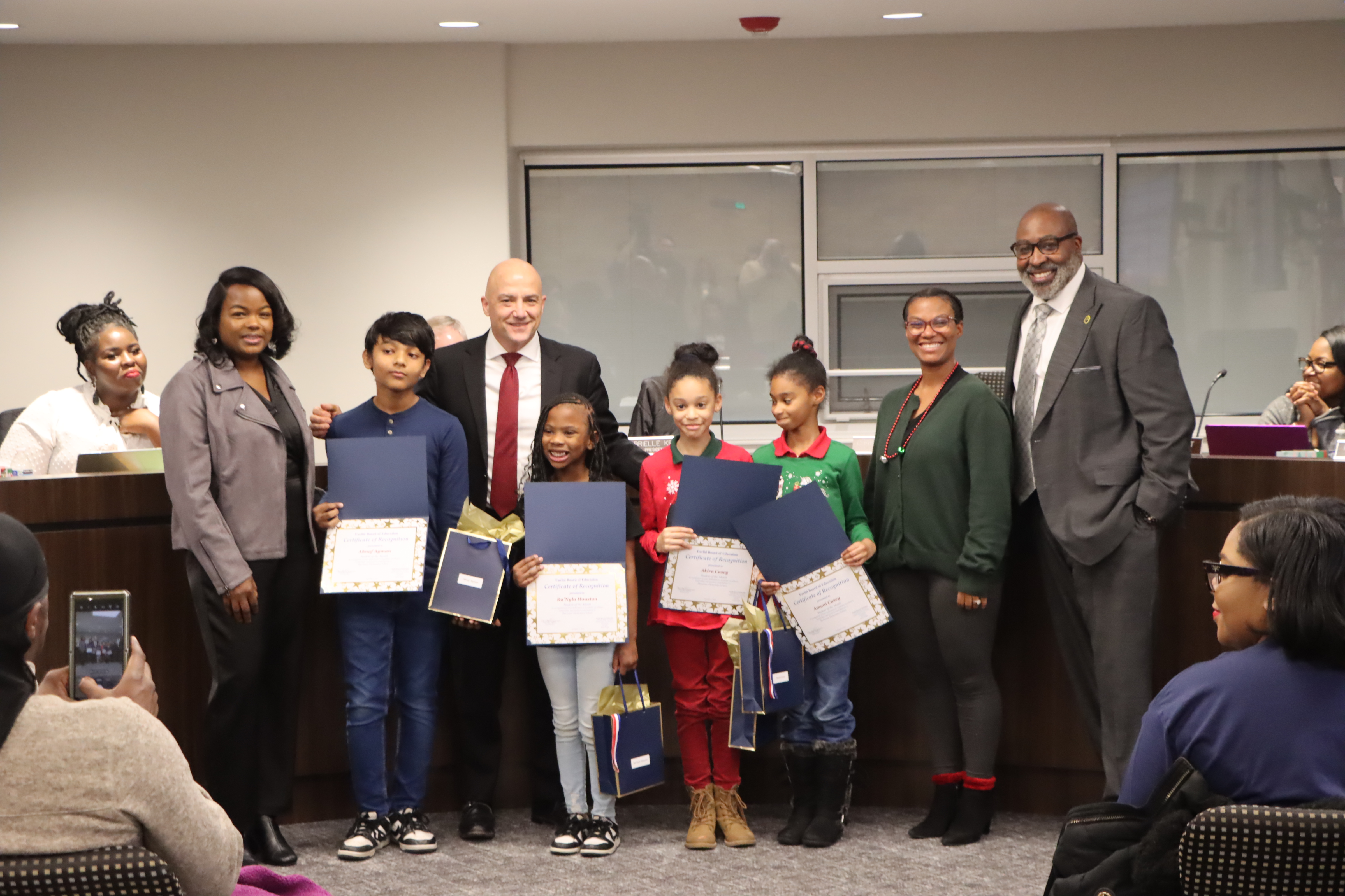 Shoreview students being honored at Board Meeting