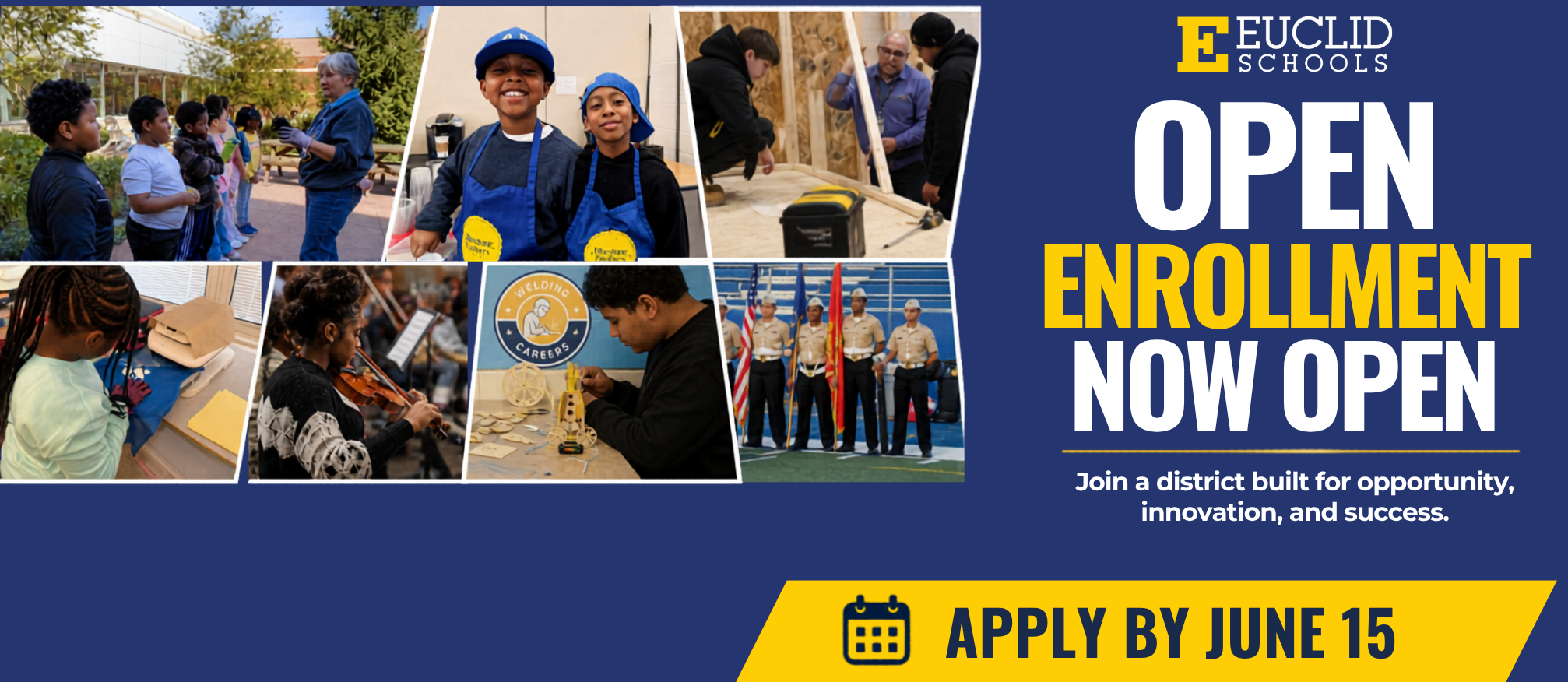 Open Enrollment OPENS MAY 1! The Euclid Schools offers Open Enrollment to non-residents students who live in the State of Ohio in compliance with our board policy. Please be aware, the Open Enrollment period is open May 1 - June 15th.