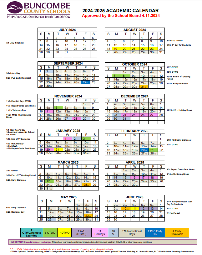 BCS Academic School Calendars