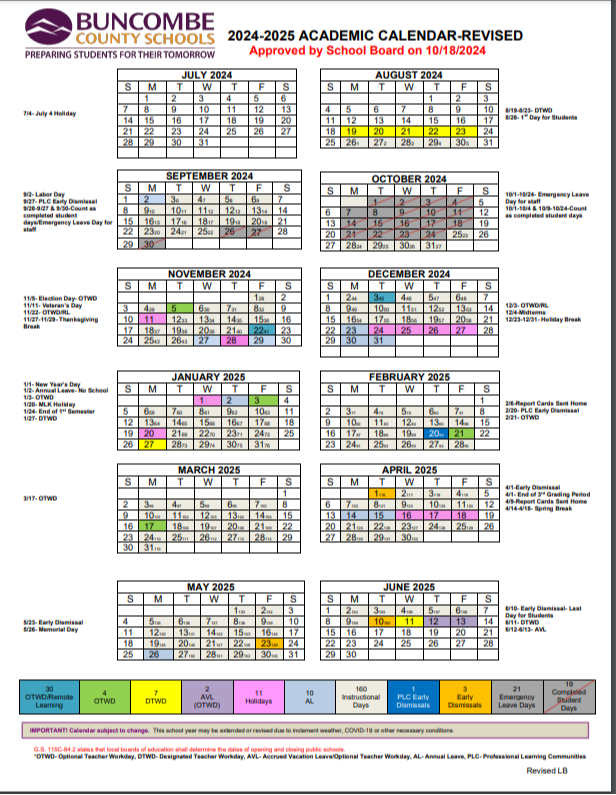 BCS Academic School Calendars