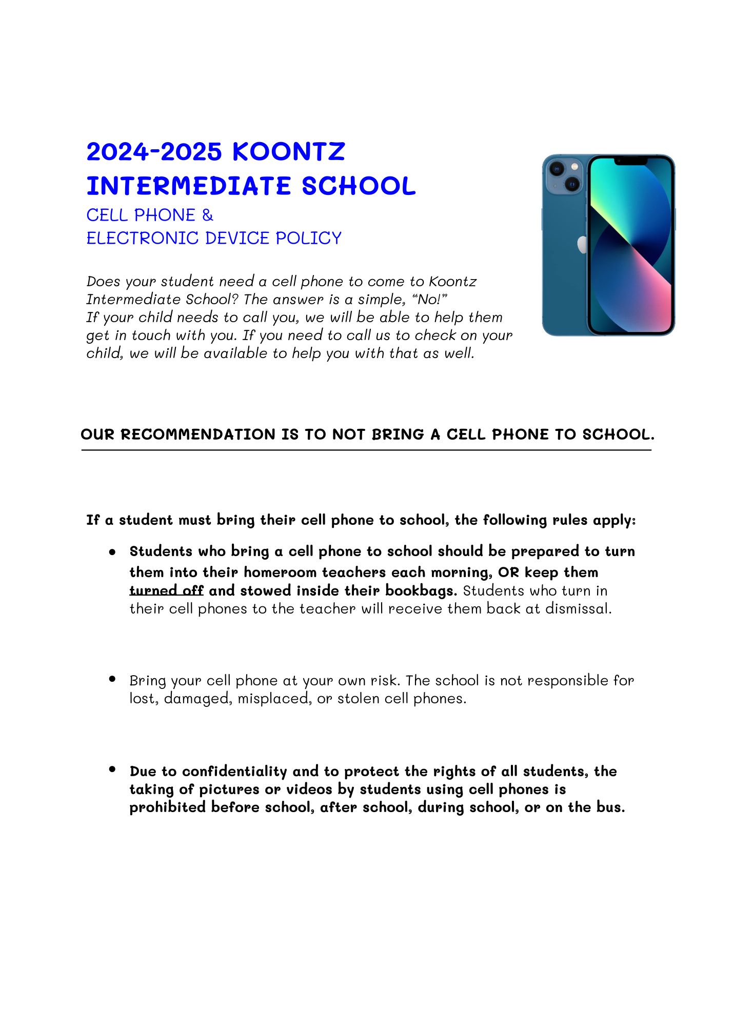 Cell Phone Use Policy