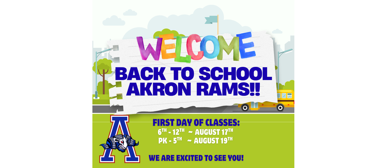 welcome back to school Akron Rams