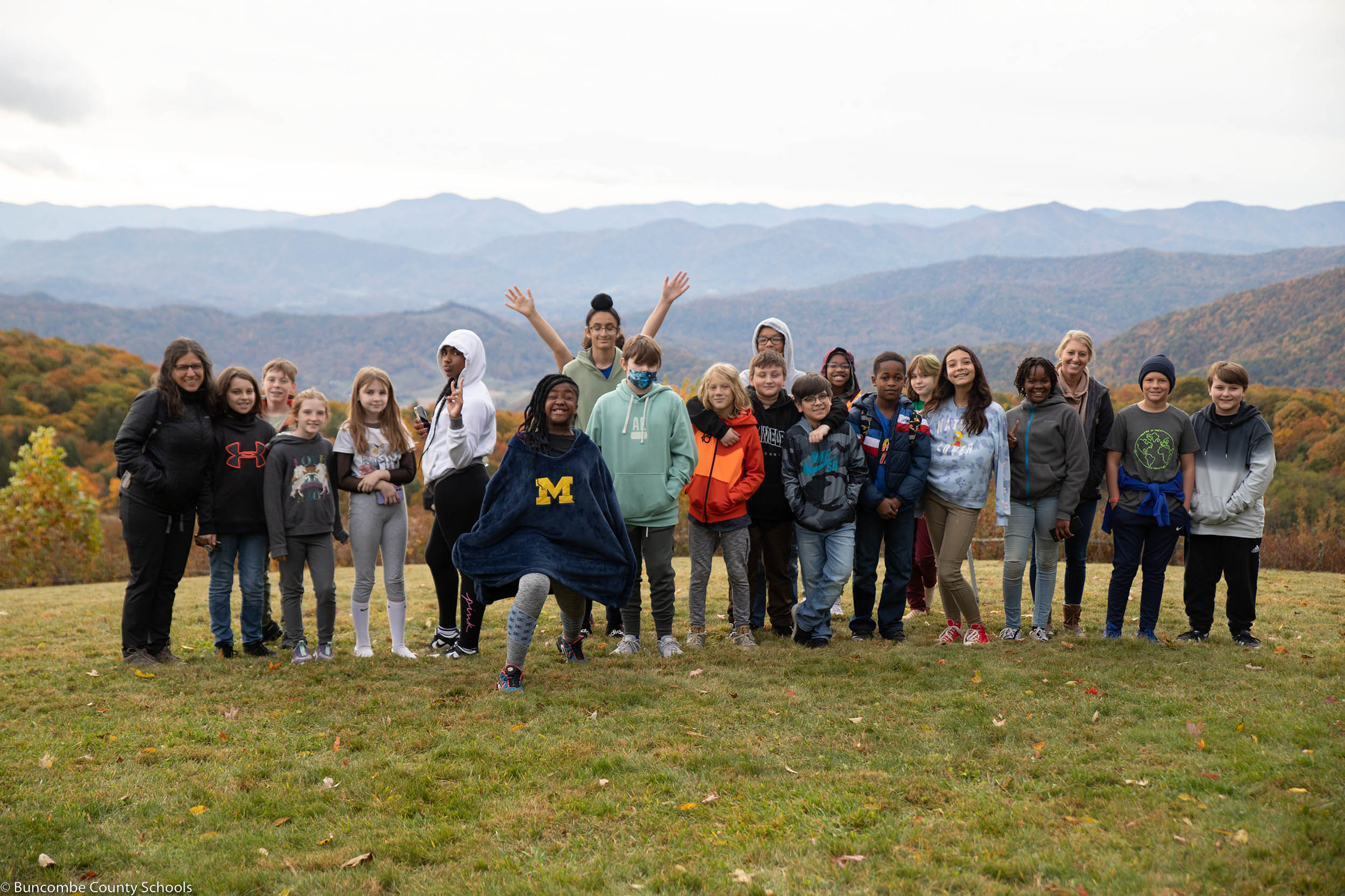 Group of students and staff at Purchase Knob.