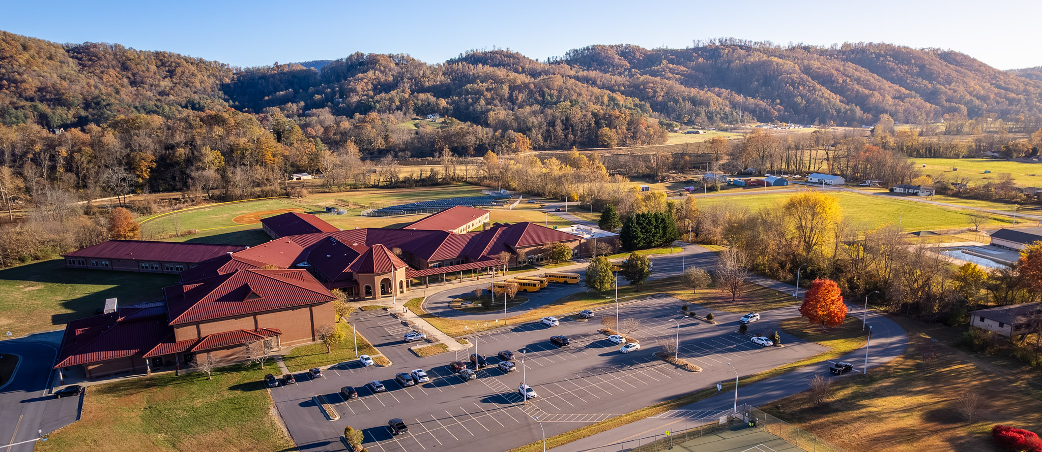An aerial view of Cane Creek Middle.