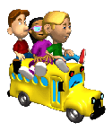 Kids on top of bus cartoon 