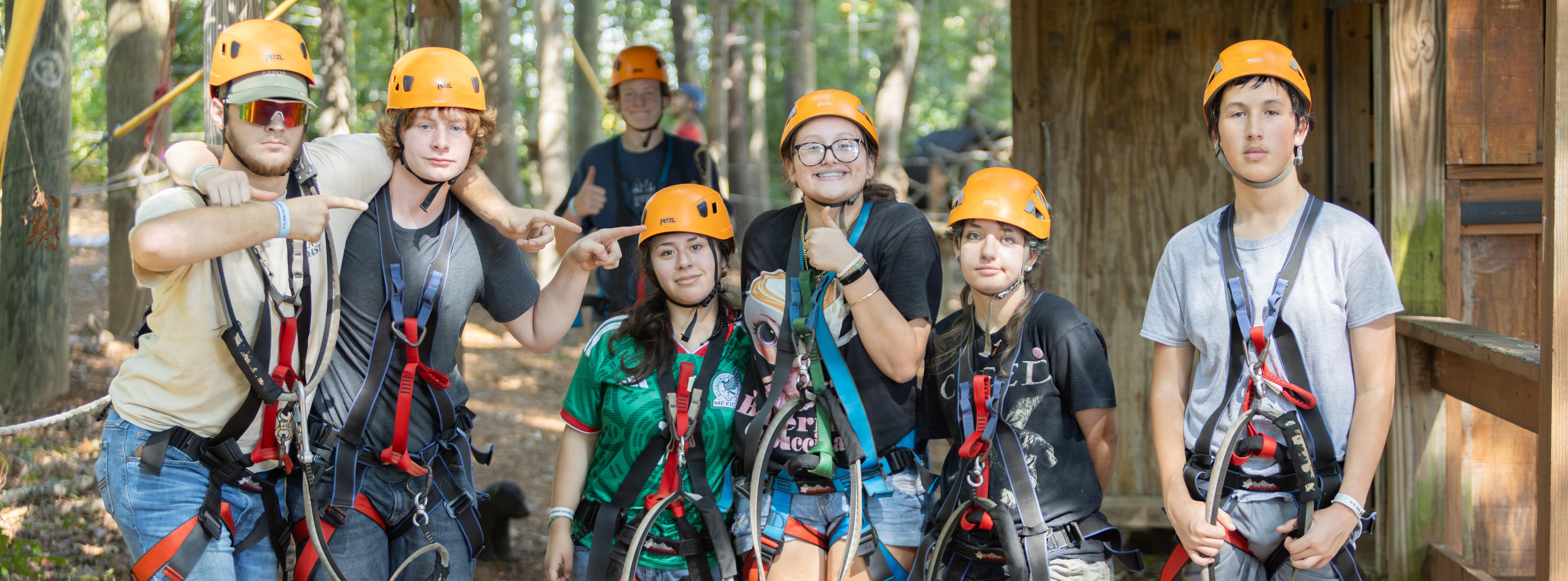 students pose for picture at AVL adventure center